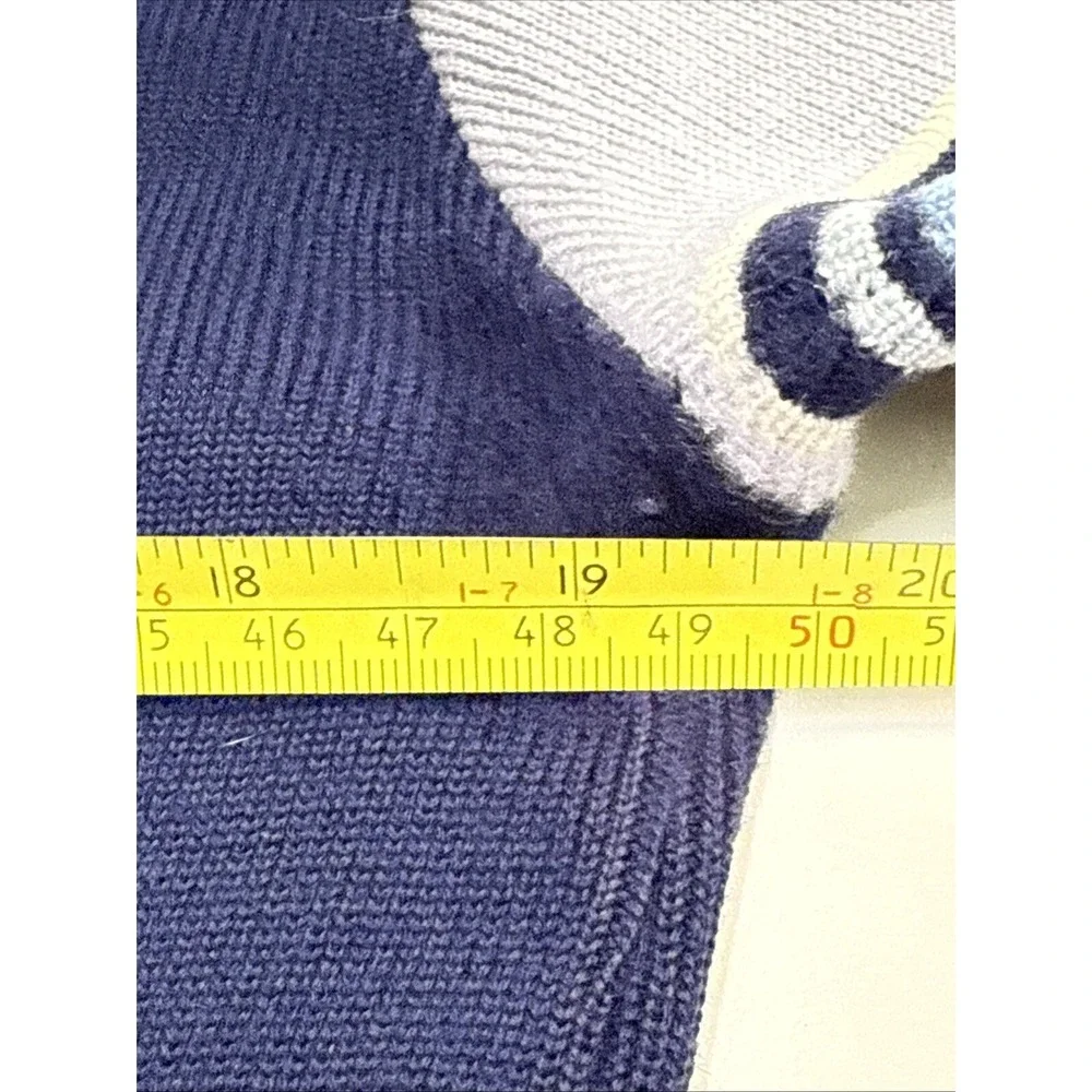 VTG Meister Ski Sweater Men Large Navy‎ Stripe Wool Hong Kong 3h